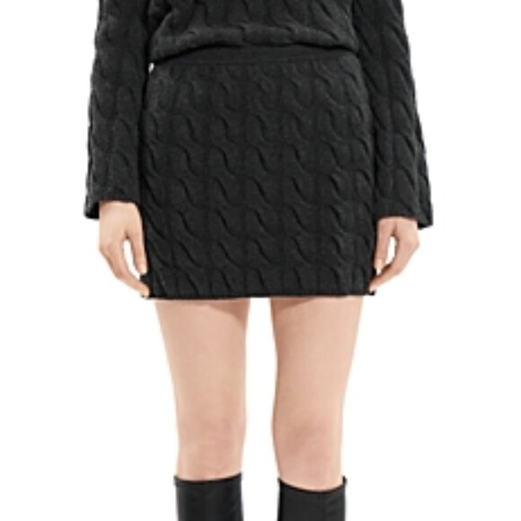 Theory Cable Knit Mini Skirt | Wool-Cashmere Felted Charcoal | NWT Size M - Picture 2 of 5